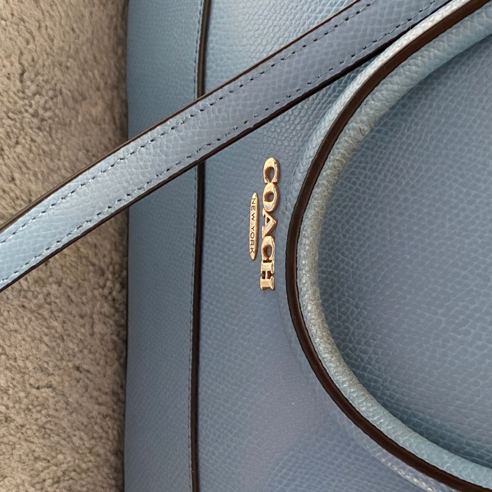 Coach Blue Leather Dome Satchel with Gold Hardware - Picture 6 of 16